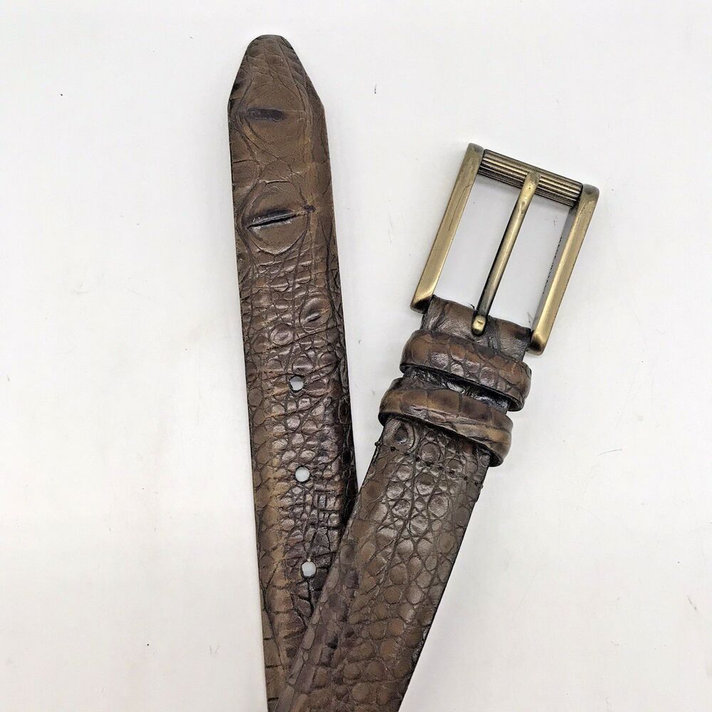 Tulliani Croc Embossed Italian Calfskin Belt Men's 46 Brown Roller Belt 2103 USA - Picture 2 of 16